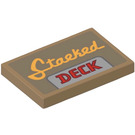 LEGO Dark Tan Tile 2 x 3 with ‘Stacked DECK’ Sticker (26603)
