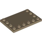 LEGO Dark Tan Tile 4 x 6 with Studs on 3 Edges (6180)