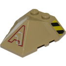 LEGO Dark Tan Wedge 4 x 4 Quadruple Convex Slope Center with Stripes and Exo-Force Circuitry Right Sticker (47757)