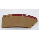 LEGO Dark Tan Wedge Curved 3 x 8 x 2 Right with White 'NA021' Sticker (41749)