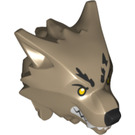 LEGO Dark Tan Wolf Head with Yellow Eyes and Cut Left Eyebrow (100192)