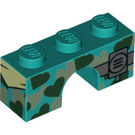 LEGO Donker Turquoise Boog 1 x 3 met Harten in camouflage design (4490 / 38924)