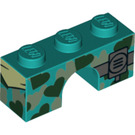 LEGO Dark Turquoise Arch 1 x 3 with hearts in camouflage design (4490 / 38924)