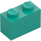 LEGO Donker turquoise Steen 1 x 2 met buis aan de onderzijde (3004 / 93792)