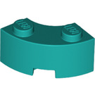 LEGO Donker Turquoise Steen 2 x 2 Ronde Hoek met Stud Notch en versterkte onderkant (85080)