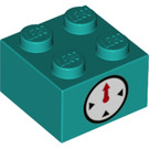 LEGO Donker Turquoise Steen 2 x 2 met Clock (3003 / 68936)