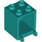 LEGO Dark Turquoise Container 2 x 2 x 2 with Recessed Studs (4345 / 30060)