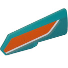 LEGO Dark Turquoise Curved Panel 21 Right with Orange and White Stripes Sticker (11946)