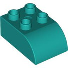 LEGO Dark Turquoise Duplo Brick 2 x 3 with Curved Top (2302)