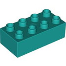 LEGO Donker Turquoise Duplo Steen 2 x 4 (3011 / 31459)