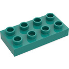 LEGO Turquoise foncé Duplo assiette 2 x 4 (4538 / 40666)