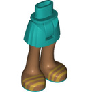 LEGO Donker Turquoise Heup met Basic Gebogen Skirt met Gold Strap Sandals met dik scharnier (35634)