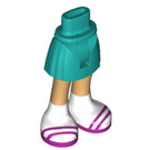 LEGO Dark Turquoise Hip with Basic Curved Skirt with White Socks and Magenta Sandals with Thin Hinge (2241)