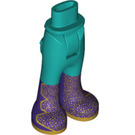 LEGO Dark Turquoise Hip with Pants with Dark Purple Boots and Gold Glitter (35573)
