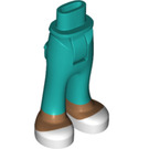 LEGO Donker turquoise Heup met Pants met Medium Vleeskleur Feet en Wit Shoes (35642)