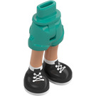 LEGO Dark Turquoise Hip with Rolled Up Shorts with Black Shoes with Thin Hinge (36198)