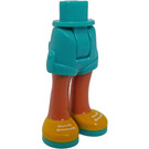 LEGO Donker Turquoise Heup met Rolled Omhoog Shorts met Geel shoes met turquoise soles met dik scharnier (35557)