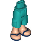 LEGO Dark Turquoise Hip with Shorts with Cargo Pockets with Blue sandals (26490)