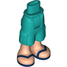 LEGO Donker turquoise Heup met Korte broeken met Cargo Pockets met Blauw sandals (26490)