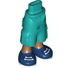 LEGO Dark Turquoise Hip with Shorts with Cargo Pockets with Dark Blue Shoes (2268)