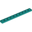 LEGO Donker Turquoise Plaat 1 x 10 (4477)