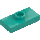 LEGO Mørk turkis Plate 1 x 2 med 1 Knott (med rille og bunnknottholder) (15573 / 78823)