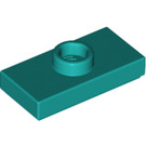 LEGO Dark Turquoise Plate 1 x 2 with 1 Stud (with Groove and Bottom Stud Holder) (15573 / 78823)