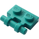 LEGO Donker turquoise Plaat 1 x 2 met Handvat (Open uiteinden) (2540)