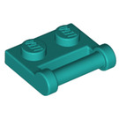 LEGO Donker turquoise Plaat 1 x 2 met Kant Staaf Handvat (48336)