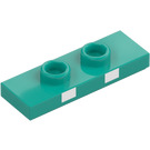 LEGO Turquoise Foncé assiette 1 x 3 avec 2 Tenons avec Deux Blanc rectangles (34103 / 76901)