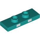 LEGO Dark Turquoise Plate 1 x 3 with 2 Studs with two white rectangles (34103 / 76901)
