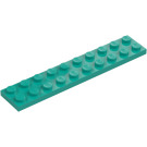 LEGO Mörk Turkos Platta 2 x 10 (3832)