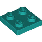 LEGO Dark Turquoise Plate 2 x 2 (3022)