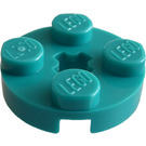 LEGO Dark Turquoise Plate 2 x 2 Round with Axle Hole (with '+' Axle Hole) (4032)