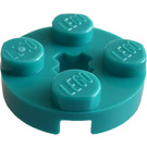 LEGO Donker turquoise Plaat 2 x 2 Rond met As gat (met '+'-vormig asgat) (4032)