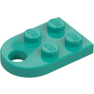 LEGO Dunkles Türkis Platte 2 x 3 mit Gerundet Ende und Pin Loch (3176)