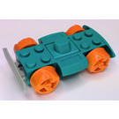 LEGO Dark Turquoise Racers Chassis with Orange Wheels