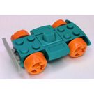 LEGO Dark Turquoise Racers Chassis with Orange Wheels (76544)