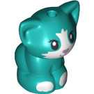 LEGO Dark Turquoise Sitting Cat (Small) with Purple Nose (72530 / 77304)