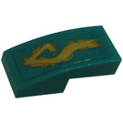 LEGO Dark Turquoise Slope 1 x 2 Curved with Tribal Symbol Tattoo (Right) Sticker (11477)
