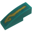 LEGO Dark Turquoise Slope 1 x 3 Curved with Tribal Symbol Tattoo (Right) Sticker (50950)