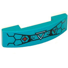 LEGO Dark Turquoise Slope 1 x 4 Curved Double with Prime Empire Logo and Game Controller Buttons Sticker (93273)