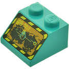 LEGO Donker Turquoise Helling 2 x 2 (45°) met Steen Raiders Screen Patroon (3039)