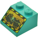 LEGO Dark Turquoise Slope 2 x 2 (45°) with Rock Raiders Screen Pattern (3039 / 83689)