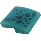 LEGO Turquoise foncé Pente 2 x 2 Incurvé avec Noir Scales La gauche Côté Autocollant (15068)