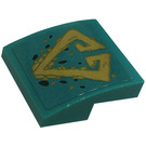 LEGO Turquoise foncé Pente 2 x 2 Incurvé avec Spots, diamant Tribal Symbol Tattoo Autocollant (15068)