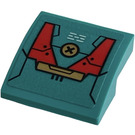 LEGO Dark Turquoise Slope 2 x 2 x 0.7 Curved Inverted with Red and Gold Detail Sticker (32803)