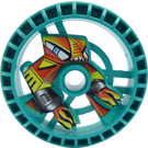 LEGO Dark Turquoise Technic Disk 5 x 5 with Flame