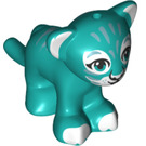 LEGO Dark Turquoise Tiger Cub with Gray Stripes and Green Eyes (67778 / 67779)