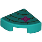 LEGO Turquoise foncé Tuile 1 x 1 Trimestre Cercle avec Cactus Lines et Fleur (25269 / 73006)